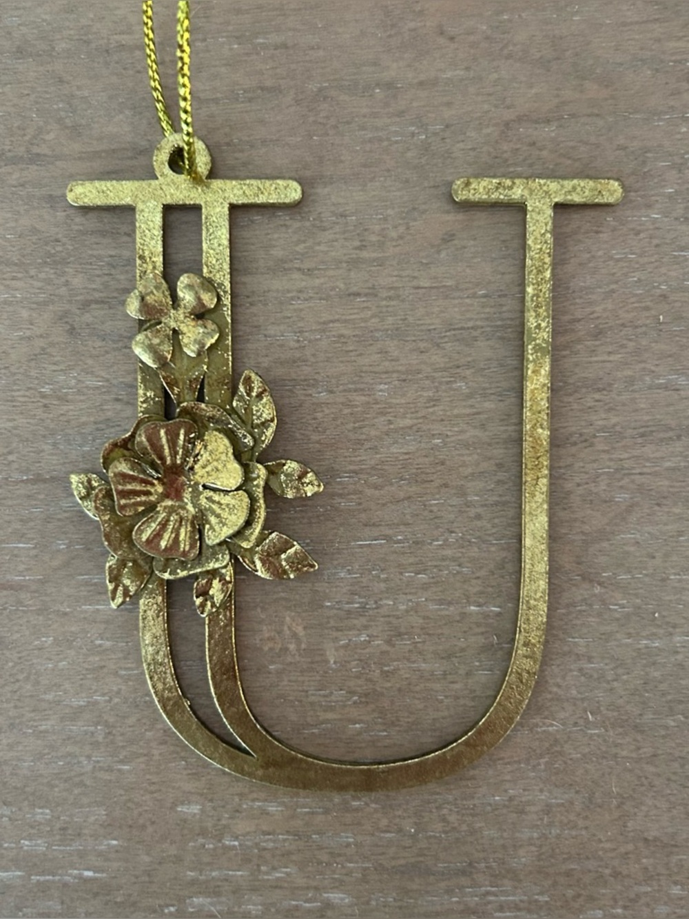 Gold Botanical Monogram Ornament “U”